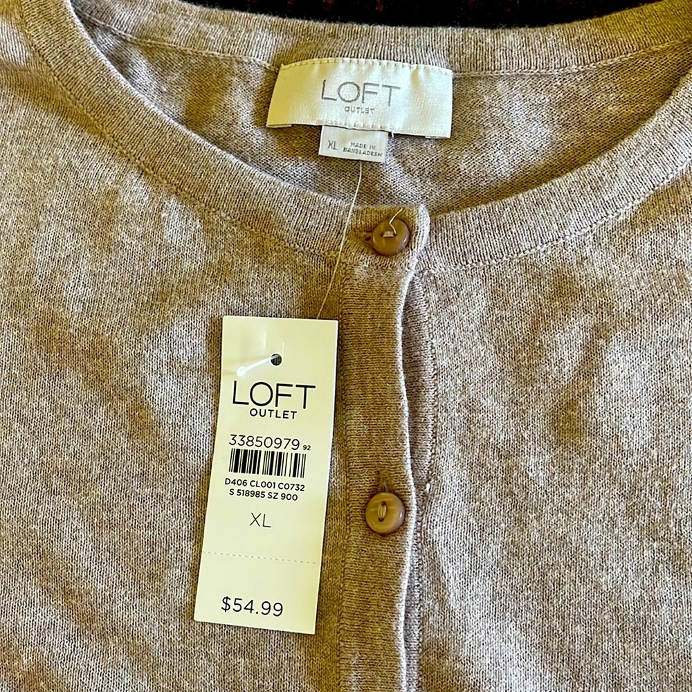 NWT LOFT TAN CARDIGAN SZ XL